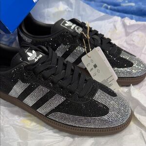 Adidas Samba Women's Black and Silver Rhinestones 8.5 Sneakers